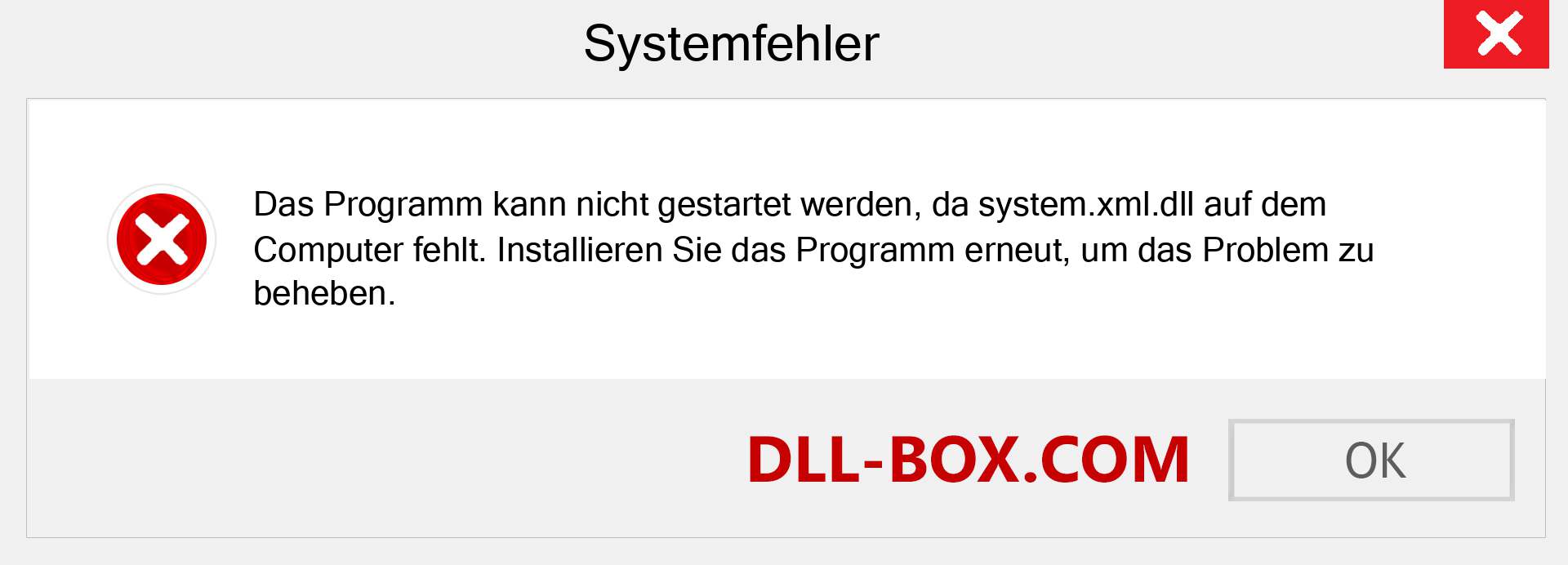 system.xml.dll-Datei fehlt?. Download für Windows 7, 8, 10 - Fix system.xml dll Missing Error unter Windows, Fotos, Bildern